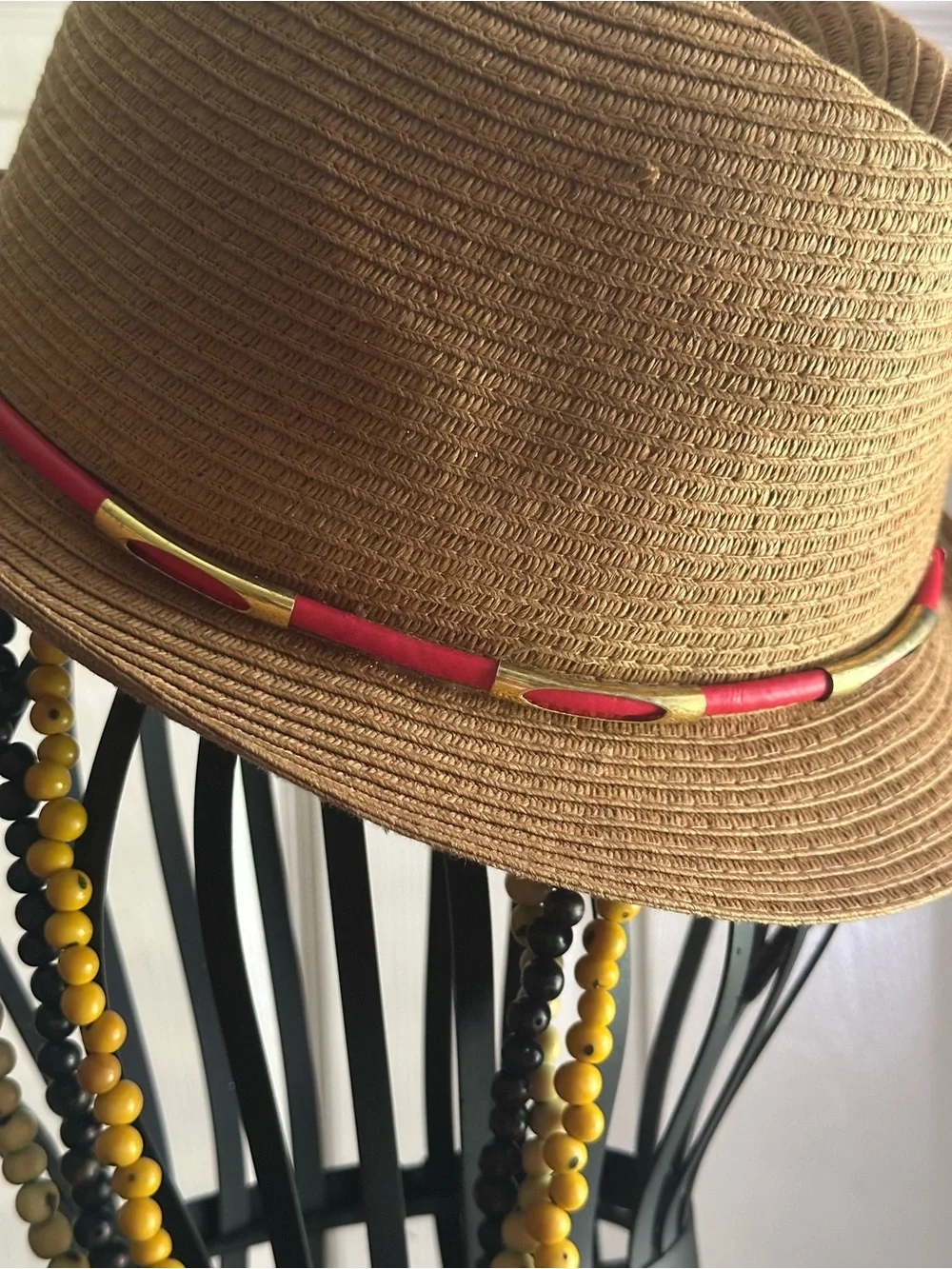 Vince Camuto Tan Straw Fedora Hat